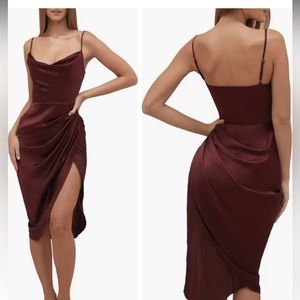 House of CB - Reva Satin Gathered Corset Dress